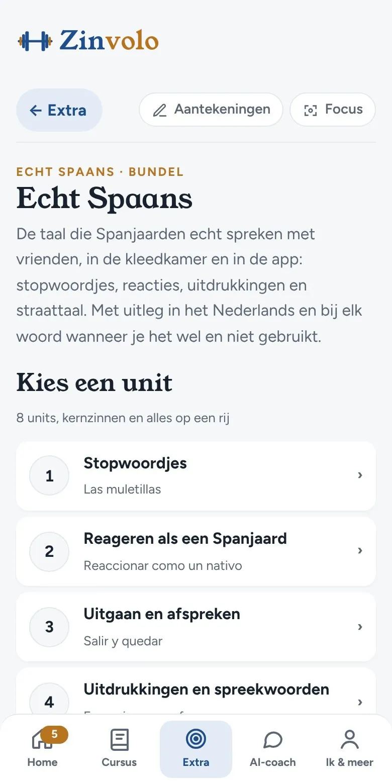 Zo ziet Echt Spaans eruit in de app