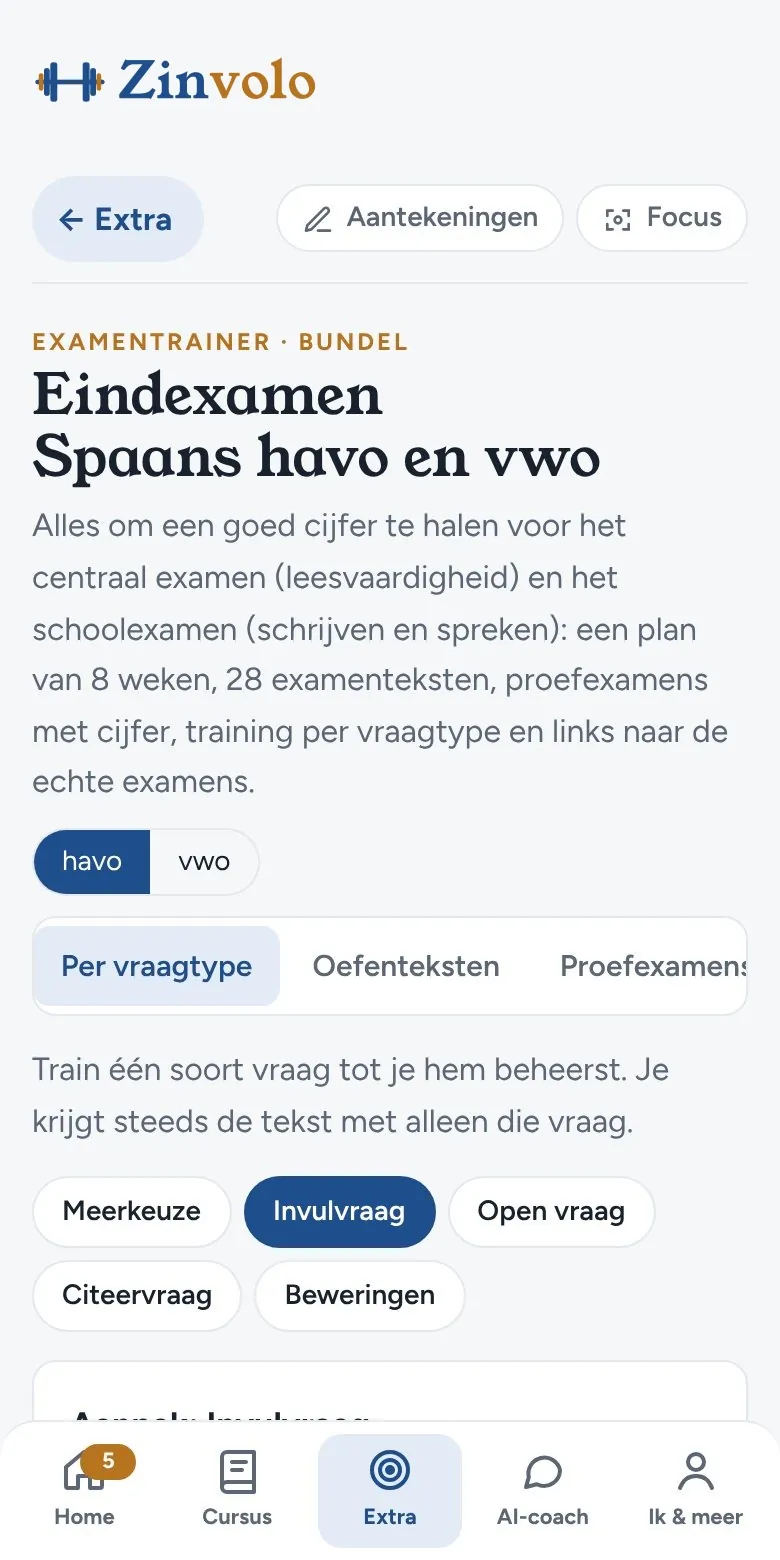 Training per vraagtype