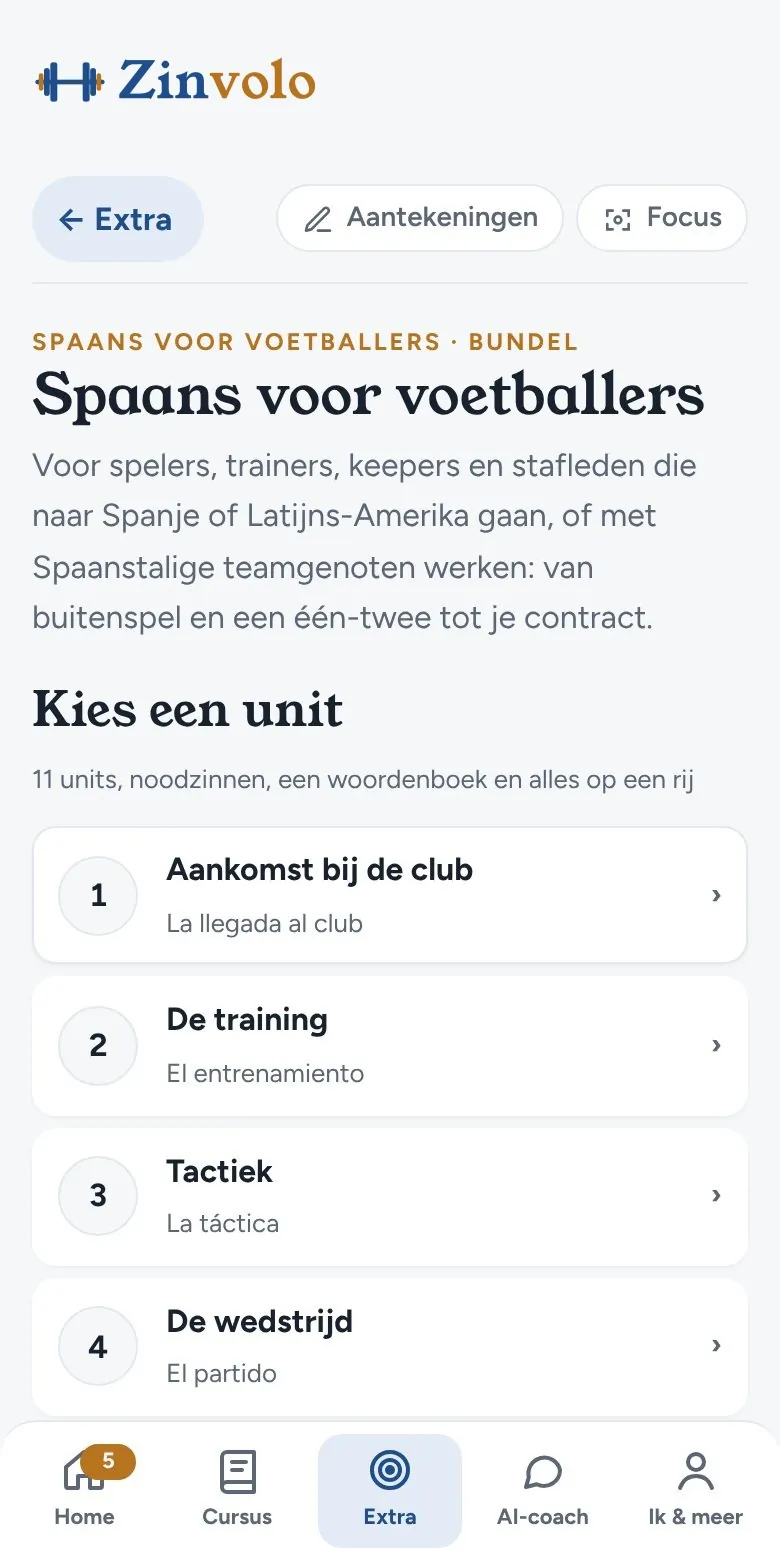 Zo ziet Spaans voor voetballers eruit in de app